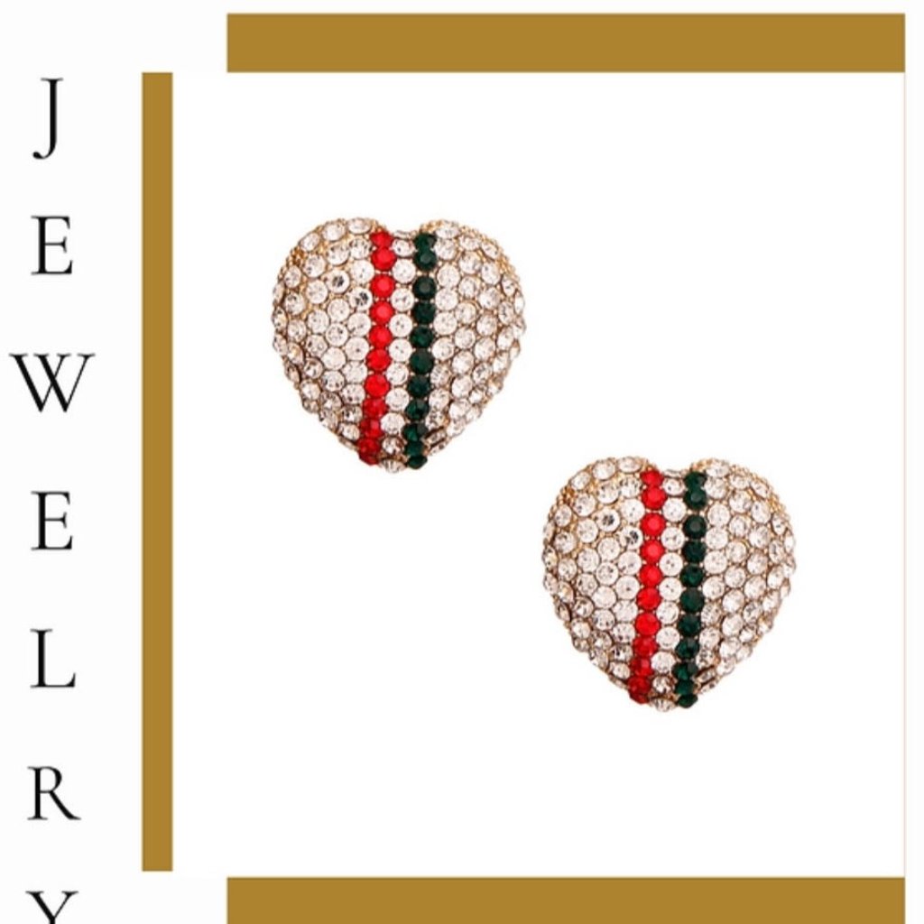 Gold Heart Stud Earrings